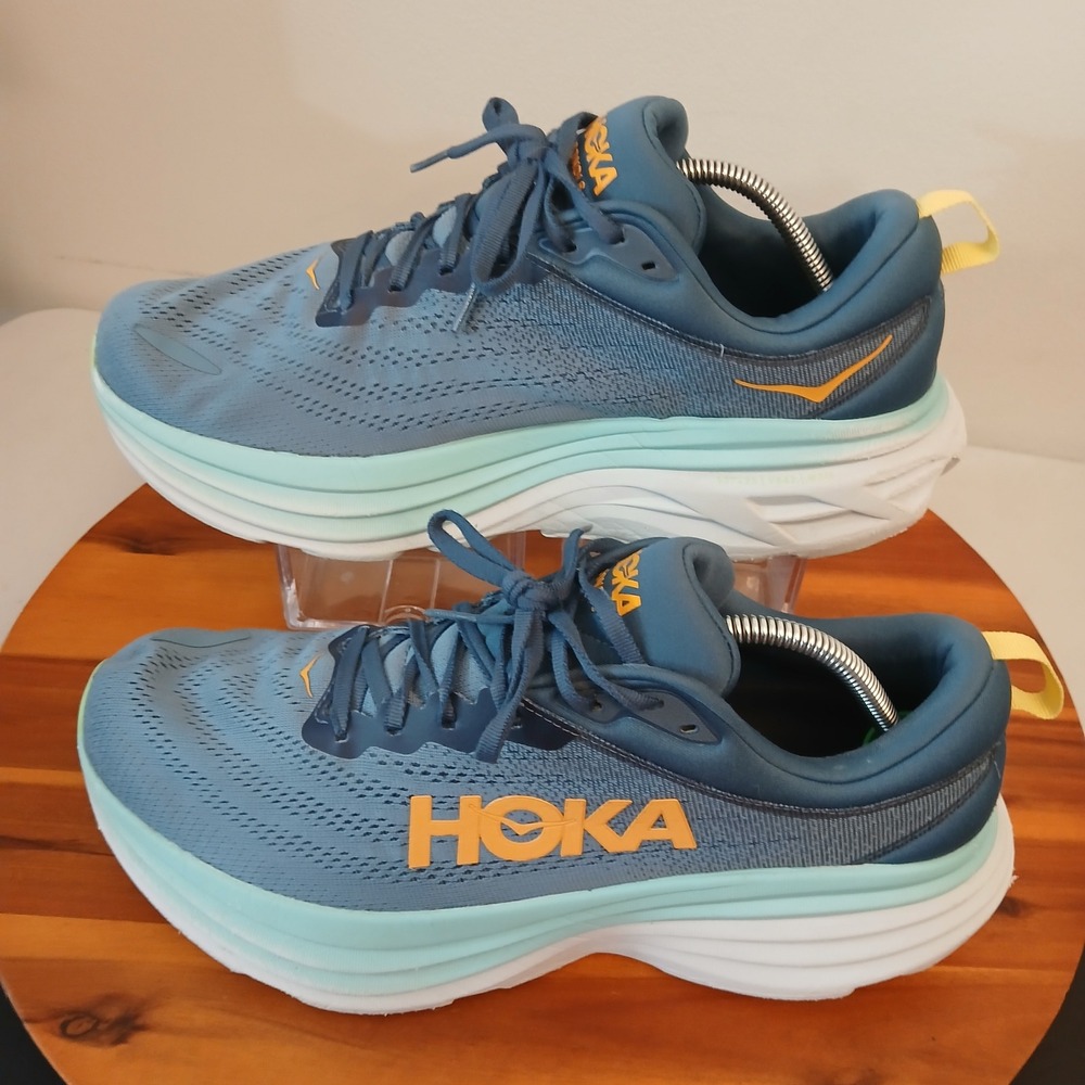 Hoka One One Bondi 8 Mens 11.5 2E Blue Running Shoes Sneakers 1127953 RHD